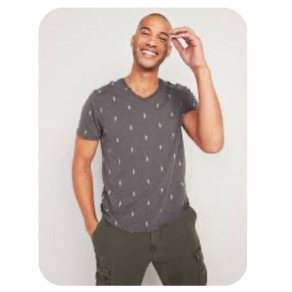 Old Navy Gray V-Neck Shirt Mens Size XL, cactus F1 - Picture 1 of 6